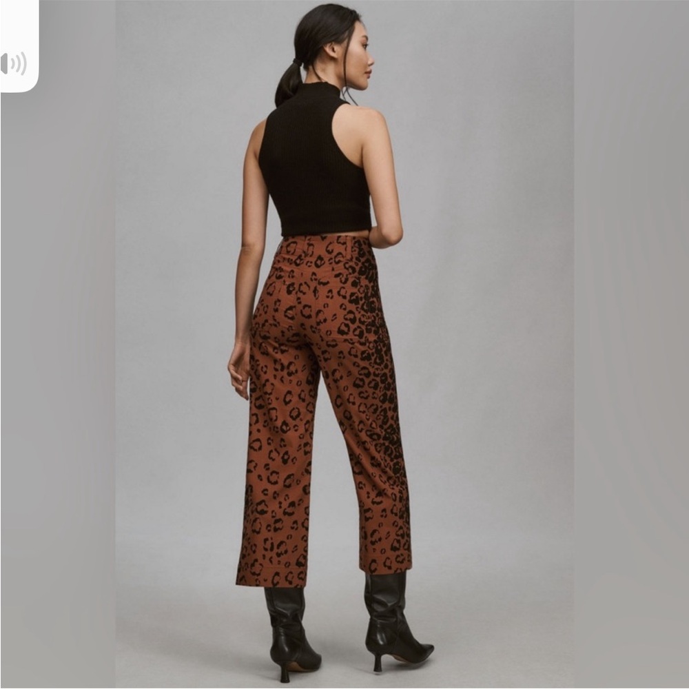🐆 Anthropologie Maeve Colette Cropped Wide-Leg Animal Print Pants NWOT 28 sz 6 - Picture 4 of 10